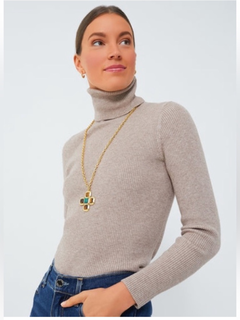 Tuckernuck POMANDER PLACE Oat Arlo Ribbed Turtleneck Academia Minimalist Neutral